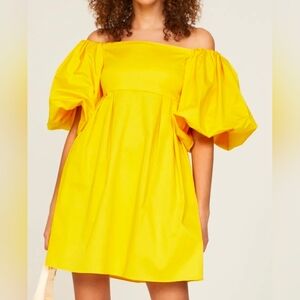 Peter Som Collective Yellow Off Shoulder Puff Sleeve Mini Dress Size 12